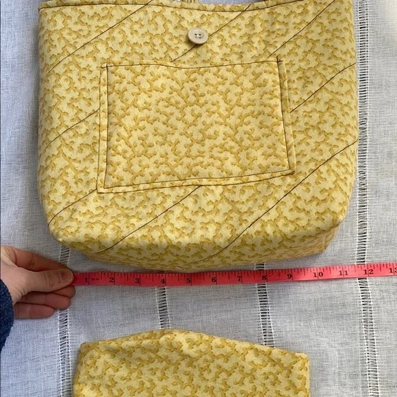 Handmade Yellow Patterned Tote Bag. - Picture 11 of 13
